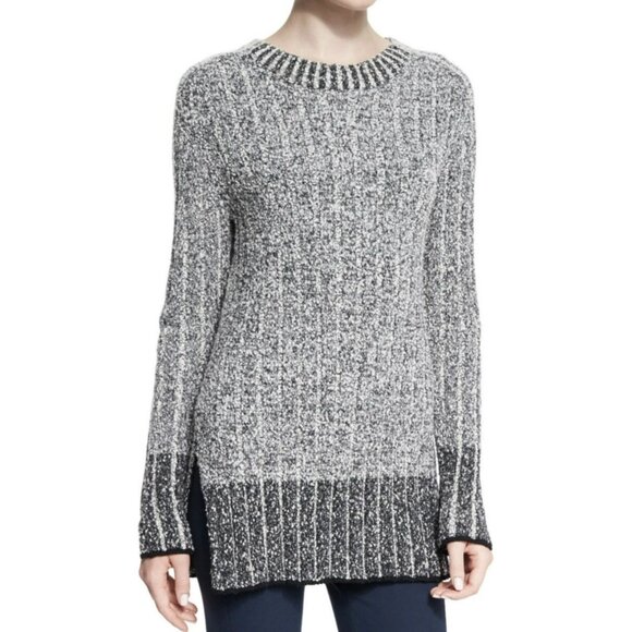 Rag & Bone Grey Black Knit Sweater XS Chunky Textured Pullover Long Sleeve Tunic - Picture 2 of 6